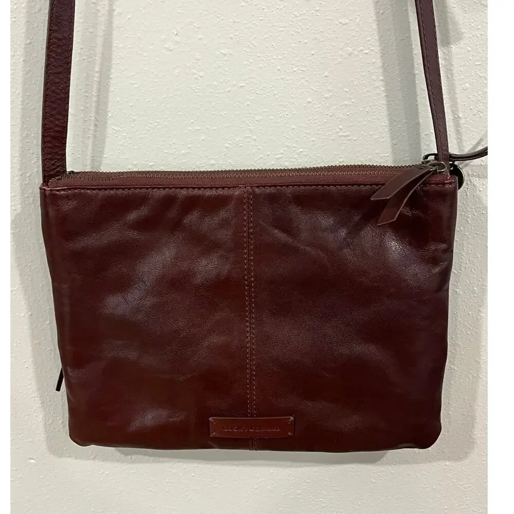Lucky Brand Brown Leather Shoulder Bag Classic Everyday Boho Casual‎ Purse